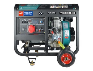 内蒙古玉柴YC8800XE-3D开架式6.5kw柴油发电机电启动单相220V三相380V