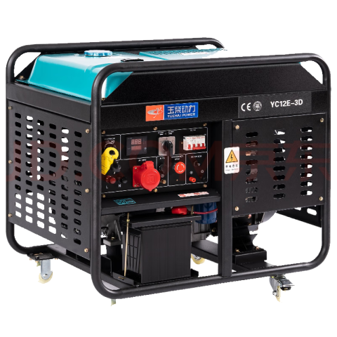 玉柴YC12E-3D开架式12kw柴油发电机电启动单相220V三相380V家用应急发电机(图1)