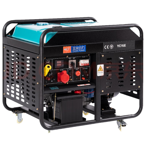 玉柴YC15E开架式15kw电启动柴油发电机单相220v家用应急发电机(图1)