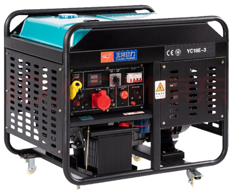 玉柴YC18E-3开架式柴油发电机电启动三相380V家用应急发电机(图1)